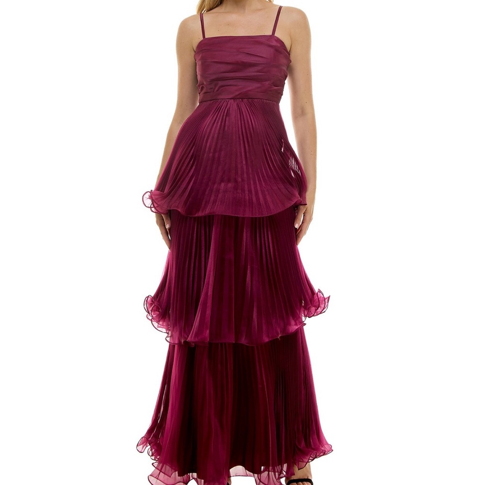 Taylor Burgundy Layered Maxi Dress